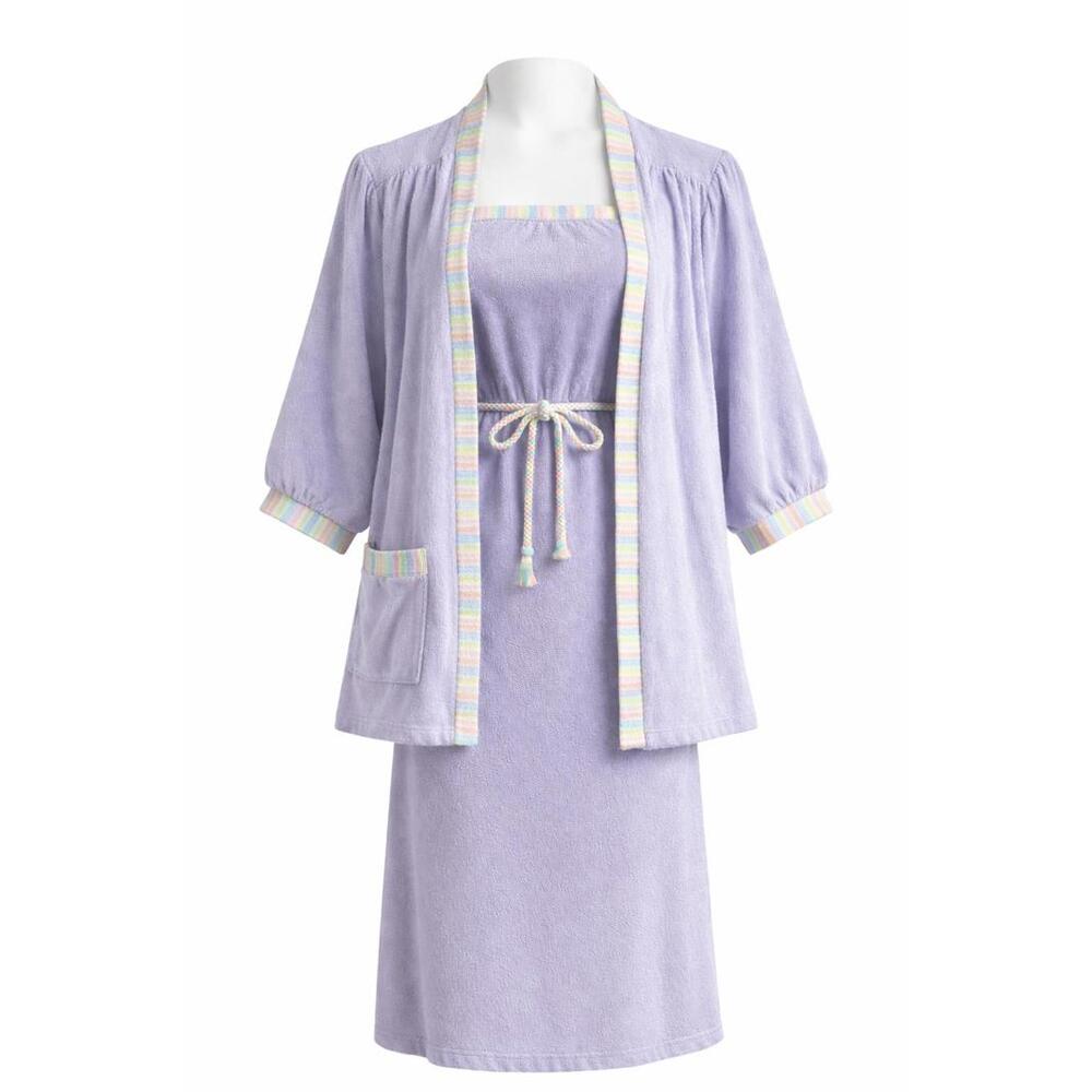 Vintage Kayser Terry Cloth Strapless Maxi Dress + Jacket Pastel Resort Set M